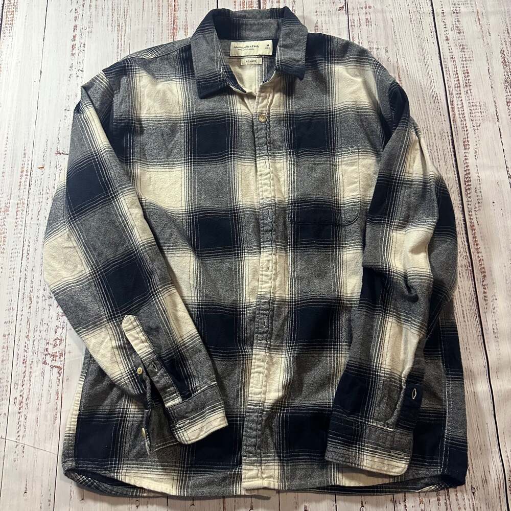 Abercrombie & Fitch Relaxed Multi-Tone Plaid Cottagecore Flannel Shirt-M